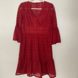 Burnt orange bell sleeves dress